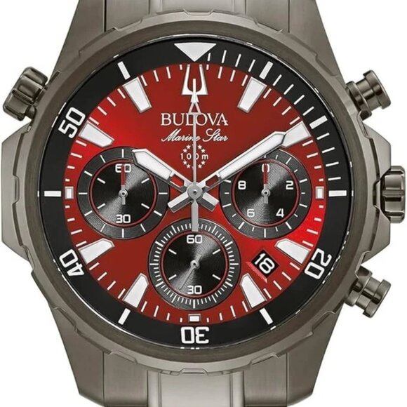 Bulova Men's Marine Star Chronograph Calendar Quartz Gray Watch 43 MM 98B350 - Picture 1 of 4
